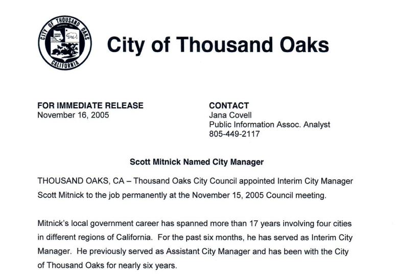 Scott Mitnick Named City Manager